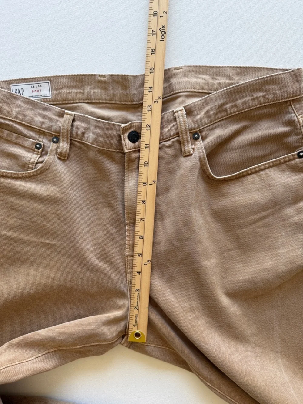 Gap Mens Brown Bootcut Jeans 36x34 100% Cotton Rigid Denim Workwear Mojave Color